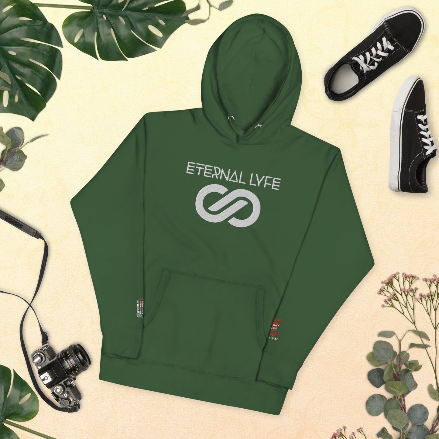 ETERNAL LYFE UNISEX 2COR 4:18 EMBROIDERY HOODIES-DOUBLE ARM