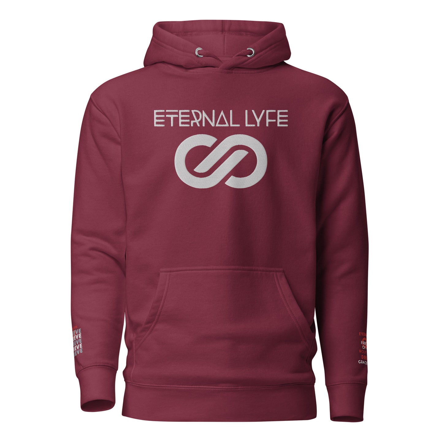 ETERNAL LYFE UNISEX 2COR 4:18 EMBROIDERY HOODIES-DOUBLE ARM