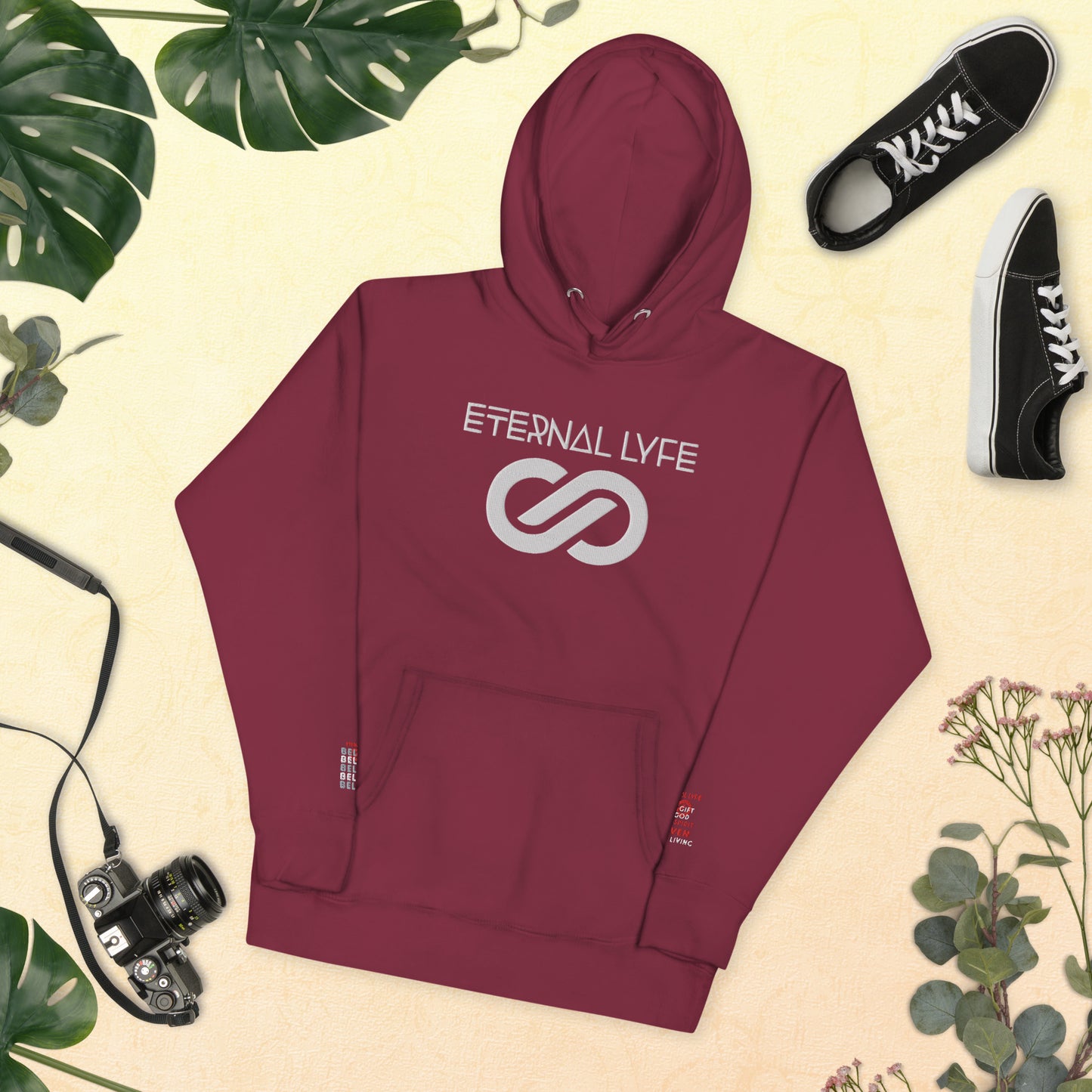 ETERNAL LYFE UNISEX 2COR 4:18 EMBROIDERY HOODIES-DOUBLE ARM