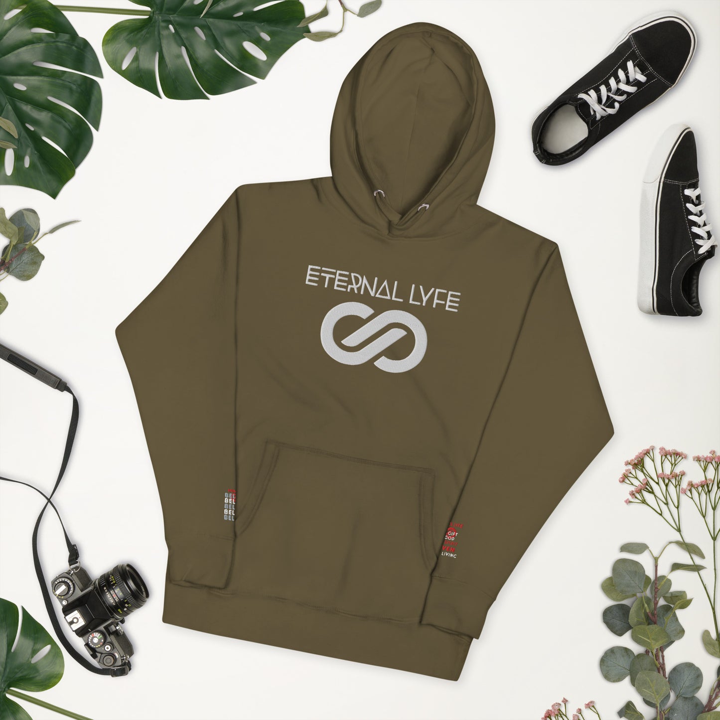 ETERNAL LYFE UNISEX 2COR 4:18 EMBROIDERY HOODIES-DOUBLE ARM