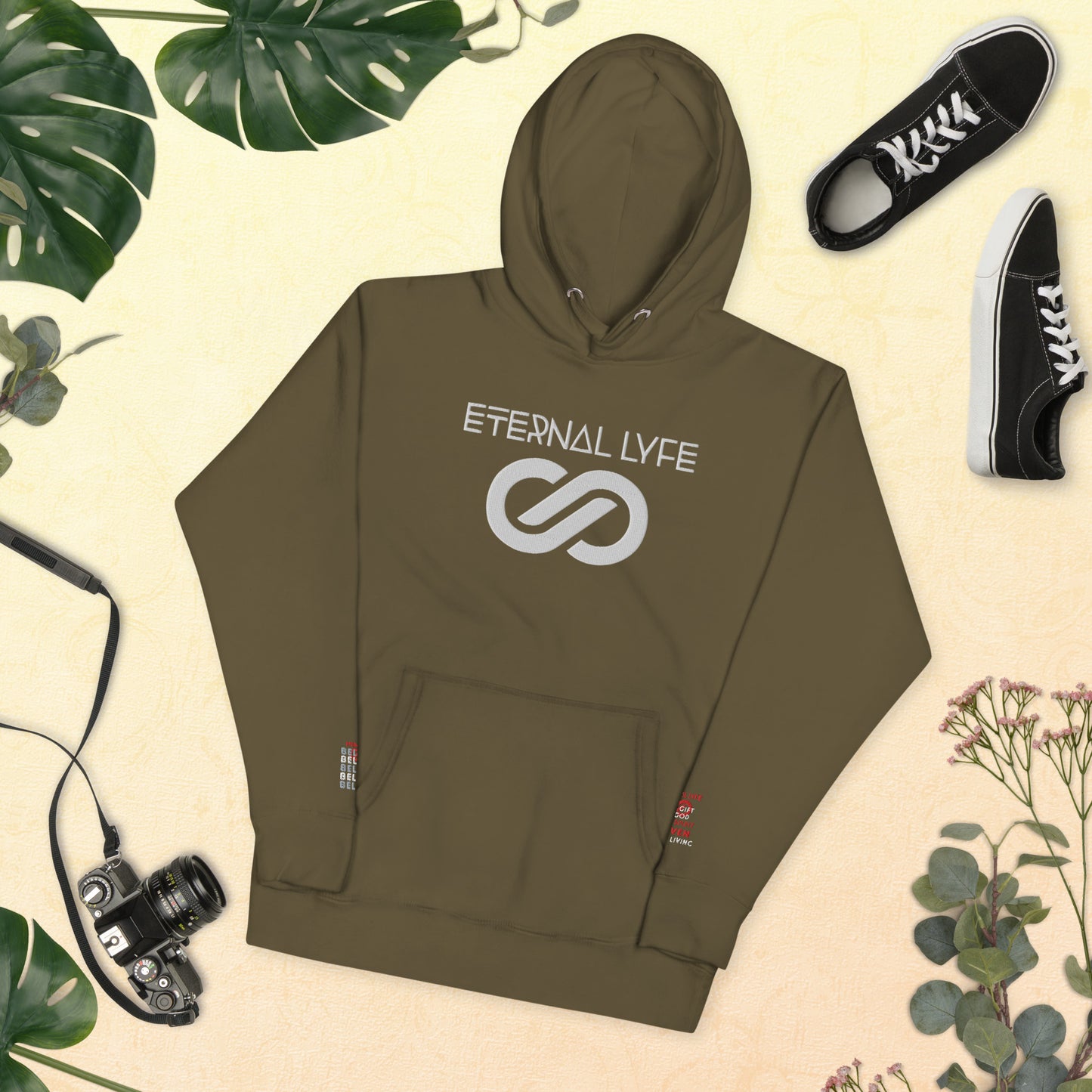 ETERNAL LYFE UNISEX 2COR 4:18 EMBROIDERY HOODIES-DOUBLE ARM