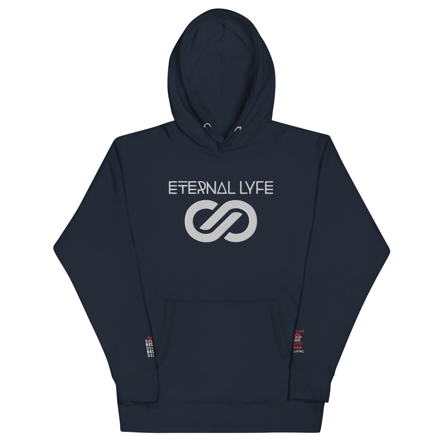 ETERNAL LYFE UNISEX 2COR 4:18 EMBROIDERY HOODIES-DOUBLE ARM