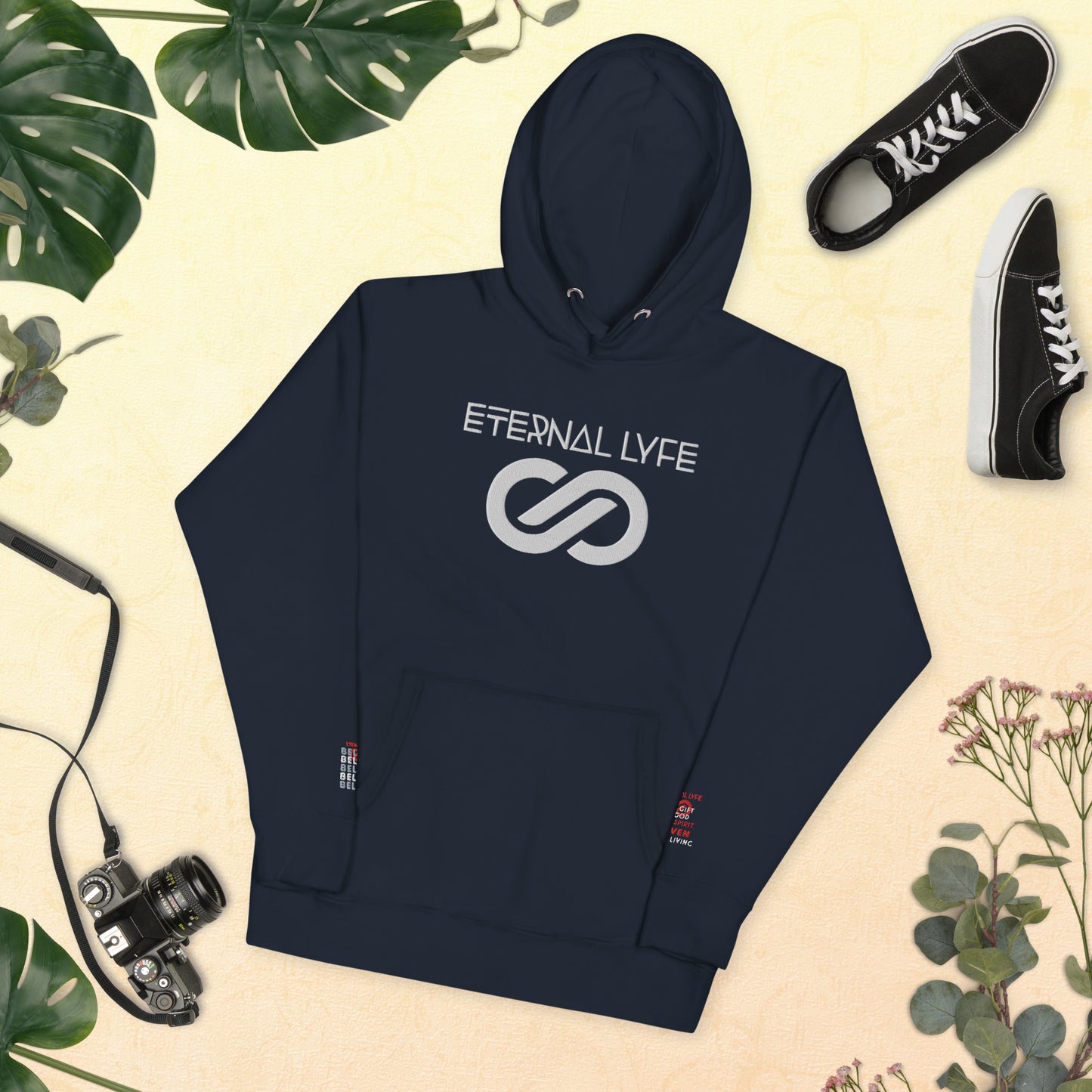 ETERNAL LYFE UNISEX 2COR 4:18 EMBROIDERY HOODIES-DOUBLE ARM