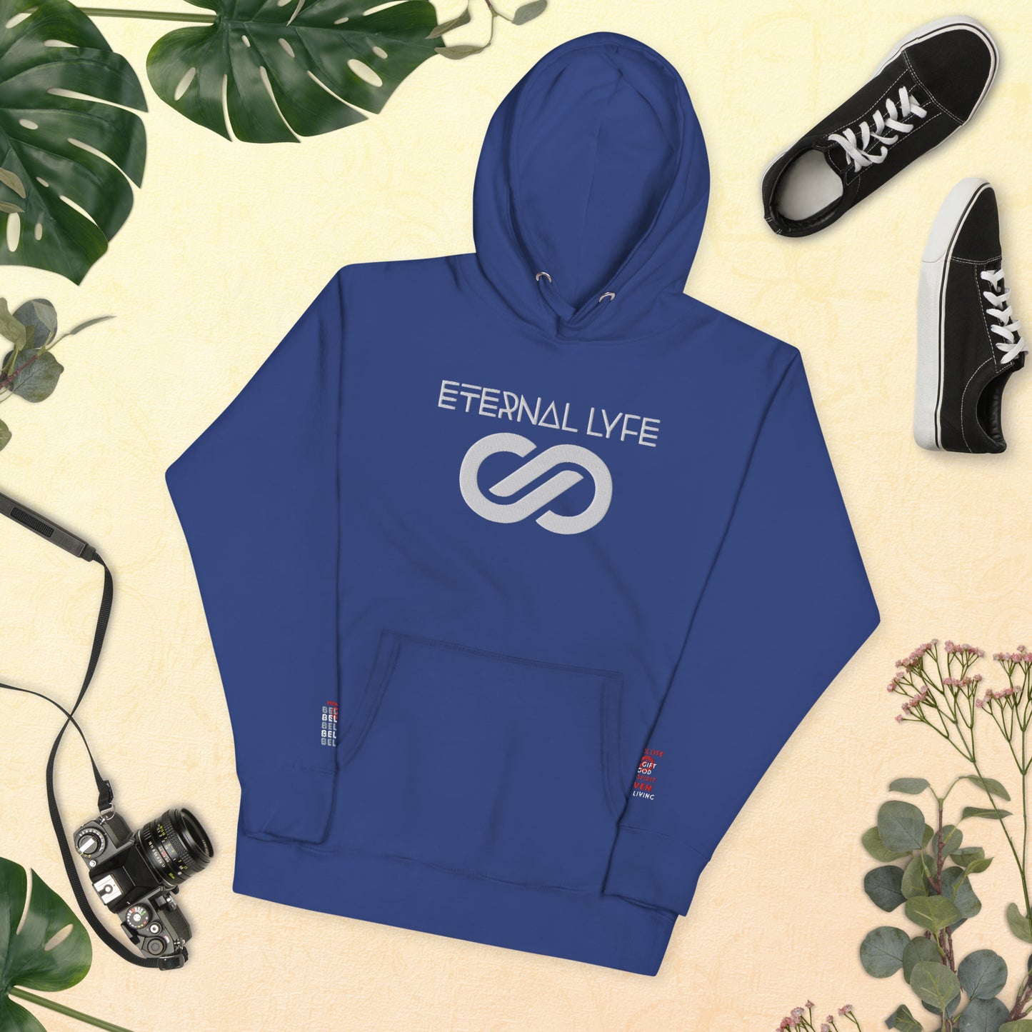 ETERNAL LYFE UNISEX 2COR 4:18 EMBROIDERY HOODIES-DOUBLE ARM