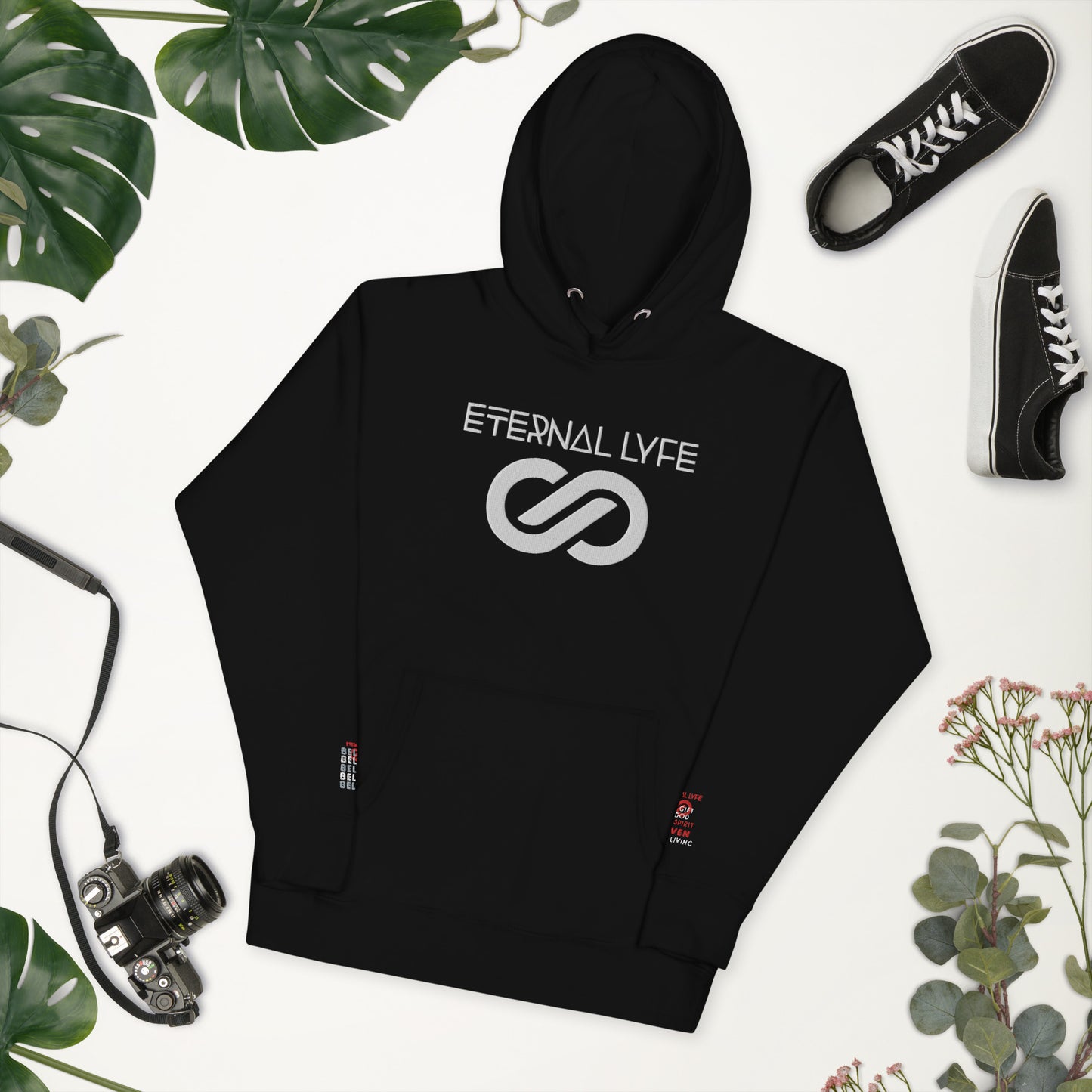 ETERNAL LYFE UNISEX 2COR 4:18 EMBROIDERY HOODIES-DOUBLE ARM