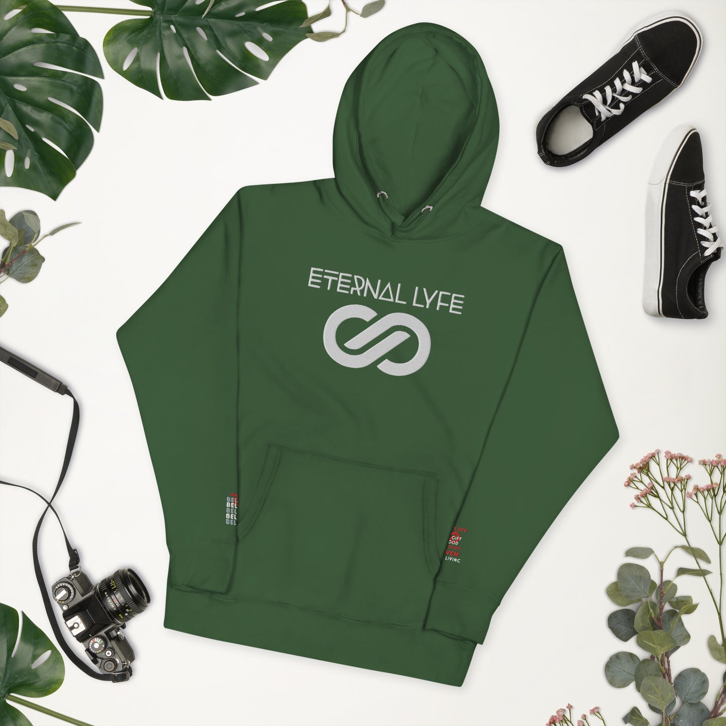 ETERNAL LYFE UNISEX 2COR 4:18 EMBROIDERY HOODIES-DOUBLE ARM