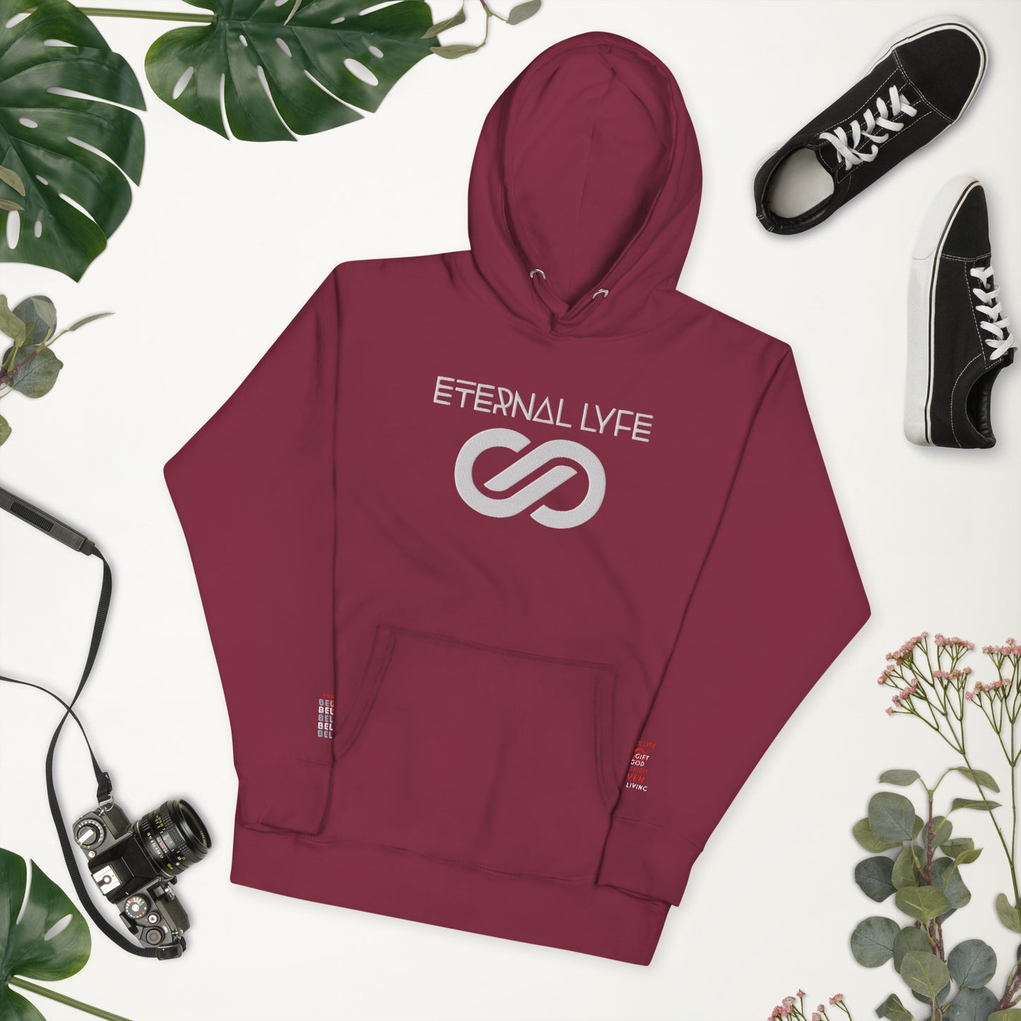 ETERNAL LYFE UNISEX 2COR 4:18 EMBROIDERY HOODIES-DOUBLE ARM