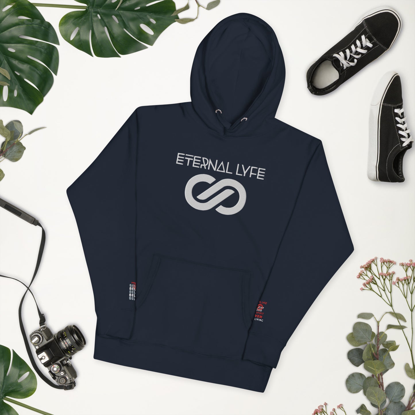ETERNAL LYFE UNISEX 2COR 4:18 EMBROIDERY HOODIES-DOUBLE ARM
