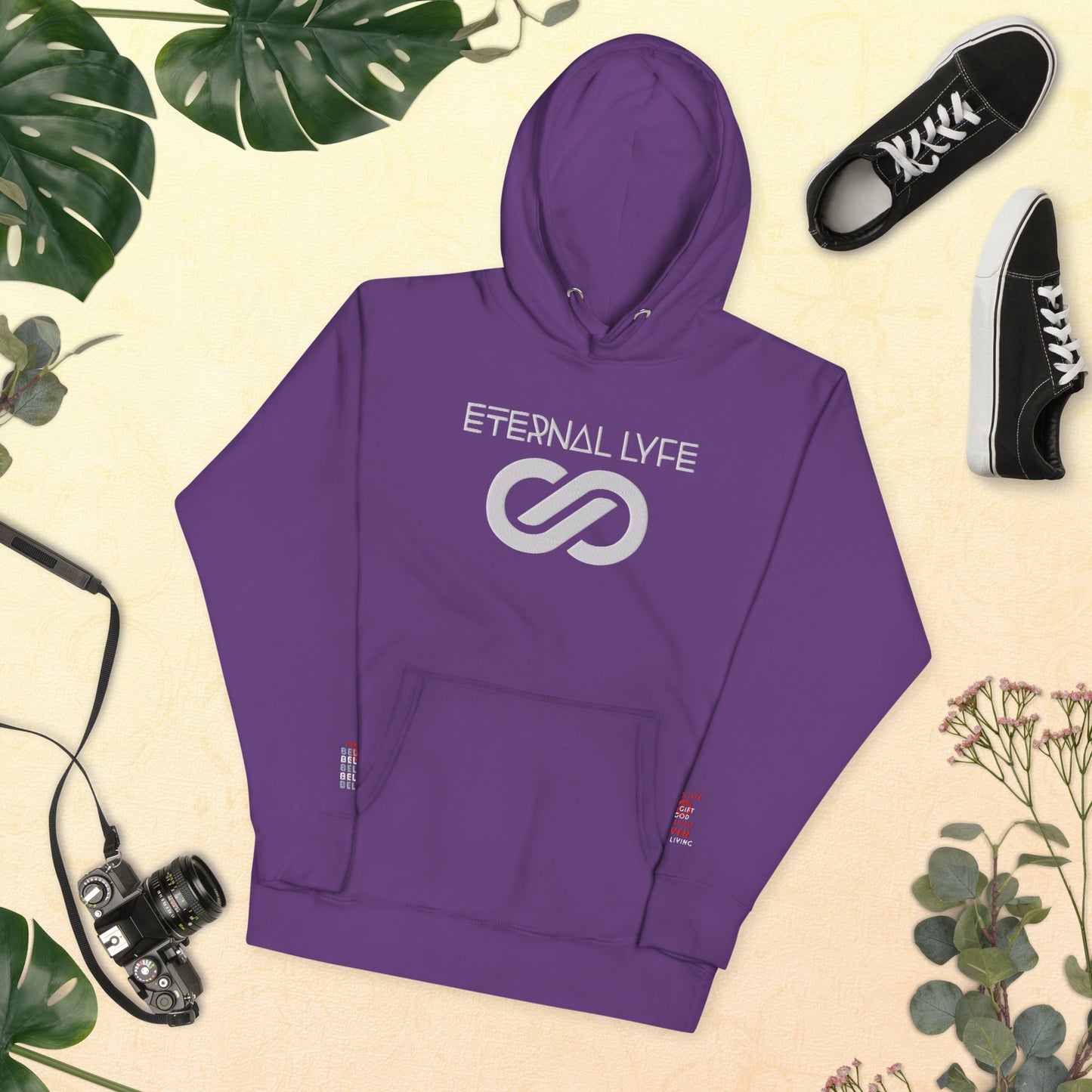 ETERNAL LYFE UNISEX 2COR 4:18 EMBROIDERY HOODIES-DOUBLE ARM