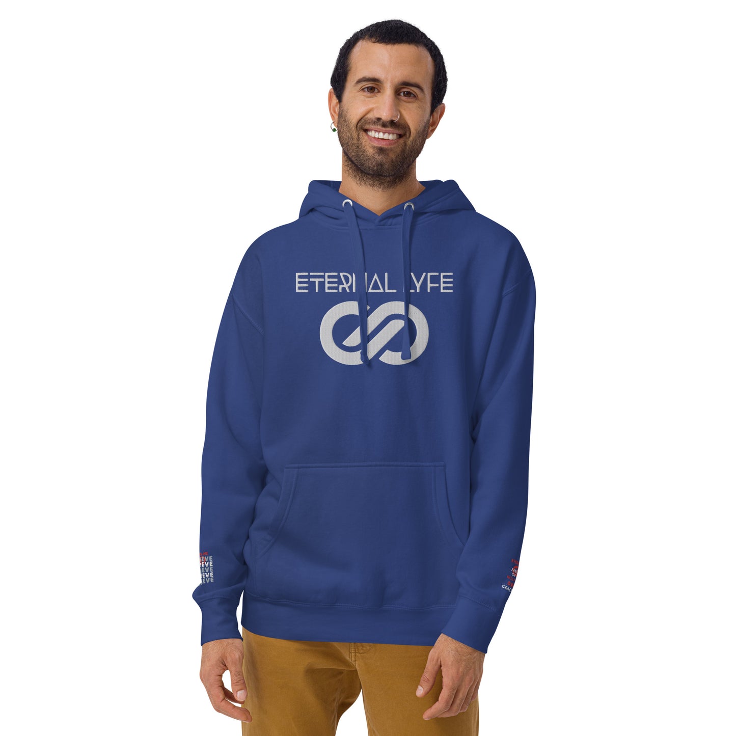 ETERNAL LYFE UNISEX 2COR 4:18 EMBROIDERY HOODIES-DOUBLE ARM